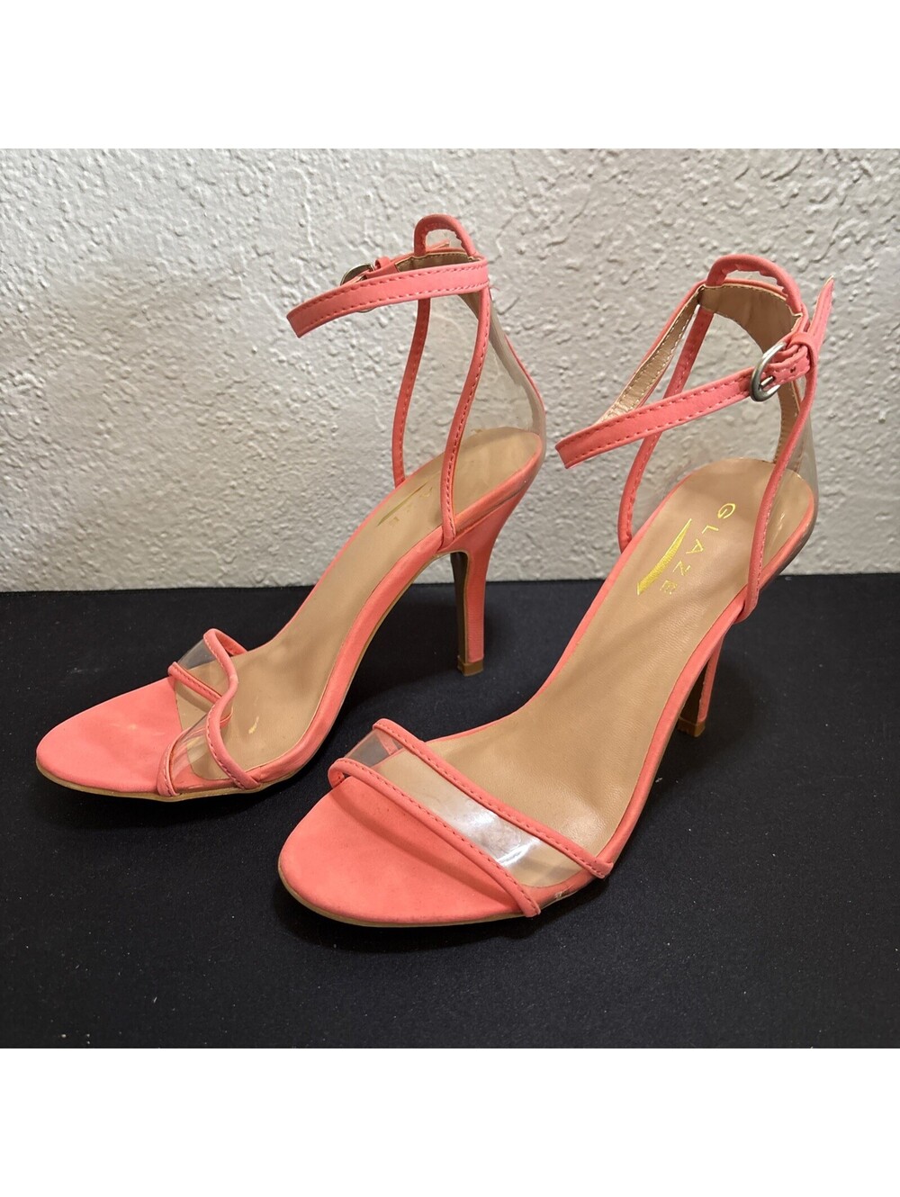 Glaze Coral Pink Ankle Strap Stiletto Heels Size 6 Sandal